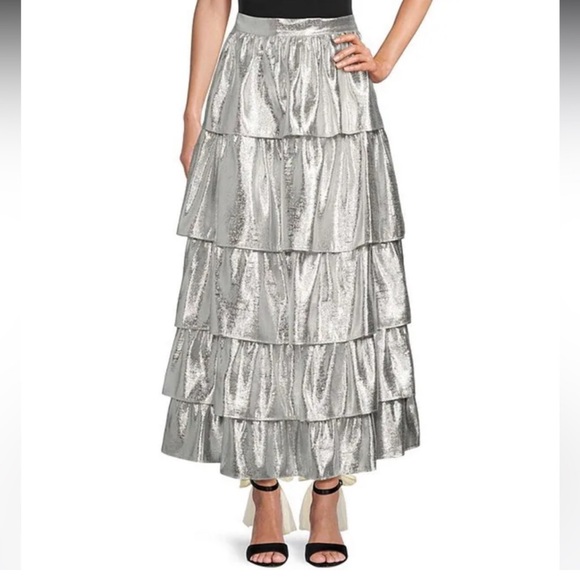 ANTONIO MELANI Dresses & Skirts - Antonio Melani x Born on Fifth Aurelia Metallic Tiered Ruffle Skirt